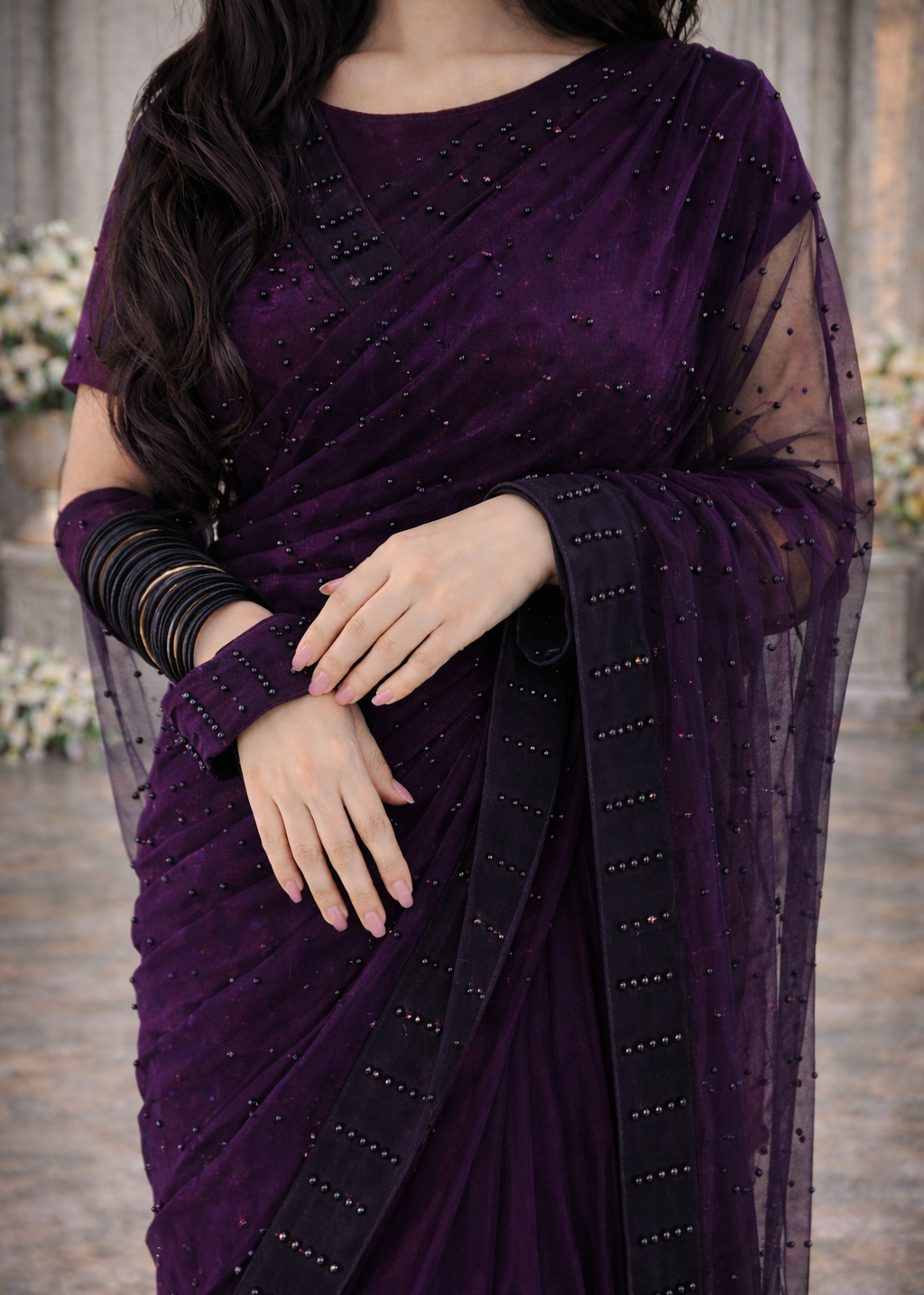 Velvet Shadow Saree