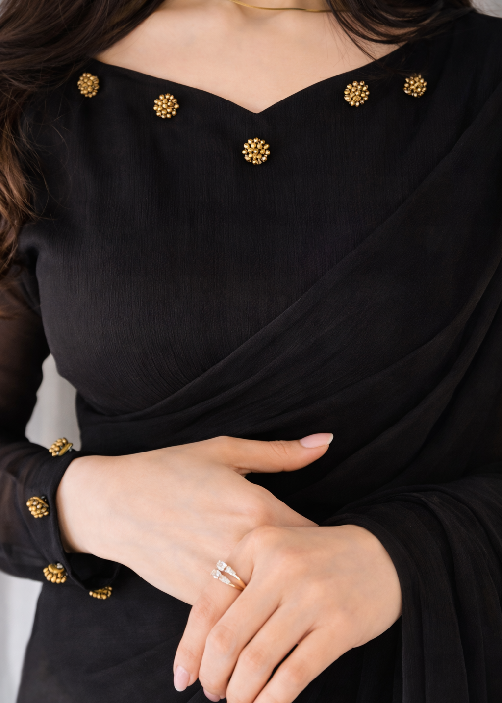 Charcoal Grace Chiffon Saree