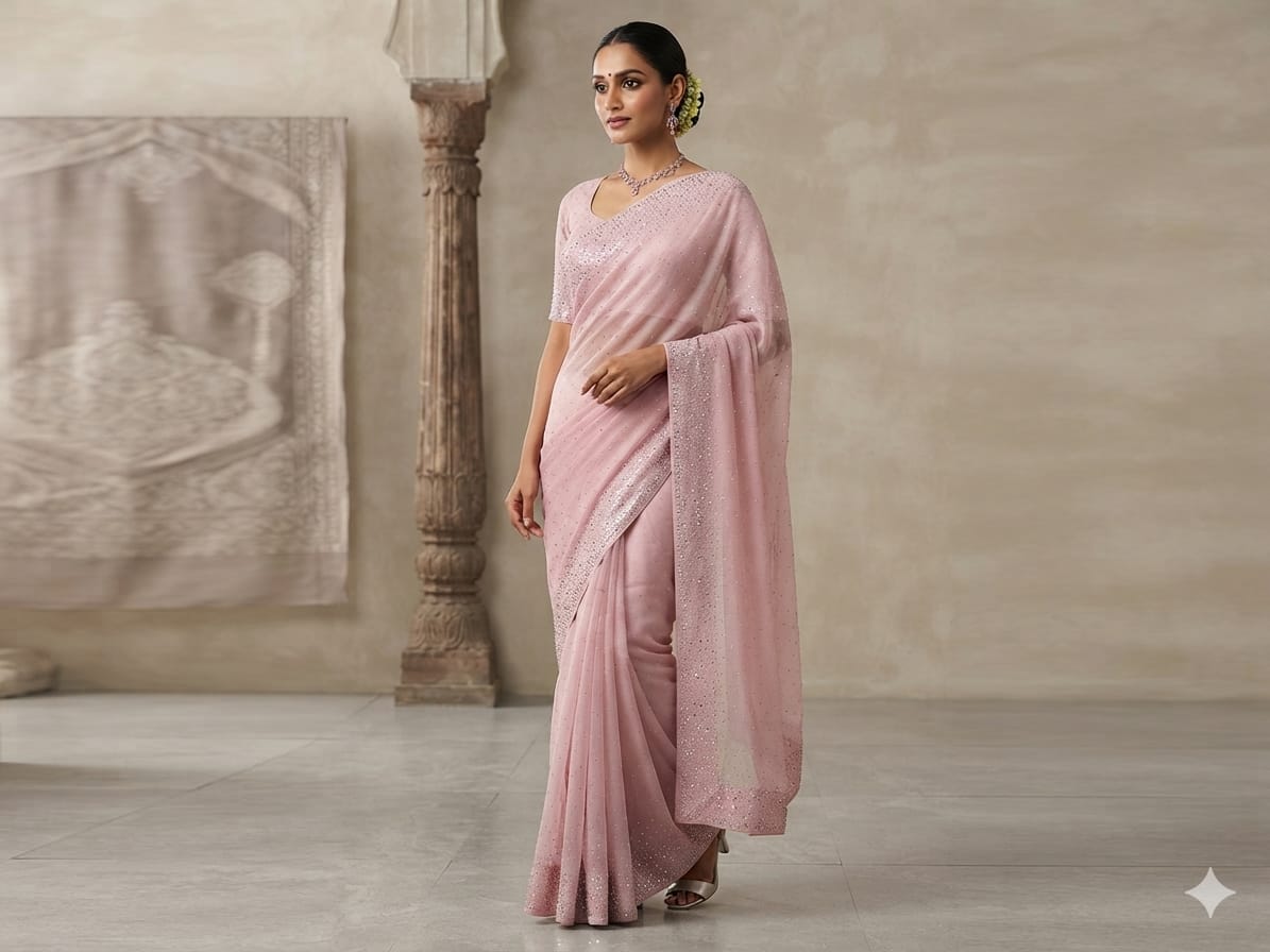 Royal Lava Silk Stone Border Saree