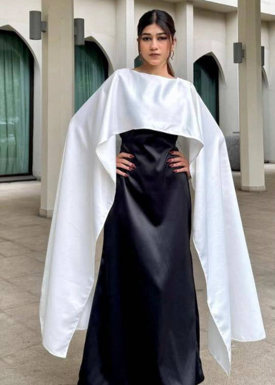 Royal Grace Cape Shawl Dress - Premium Shamoz Silk Formal Wear for Women