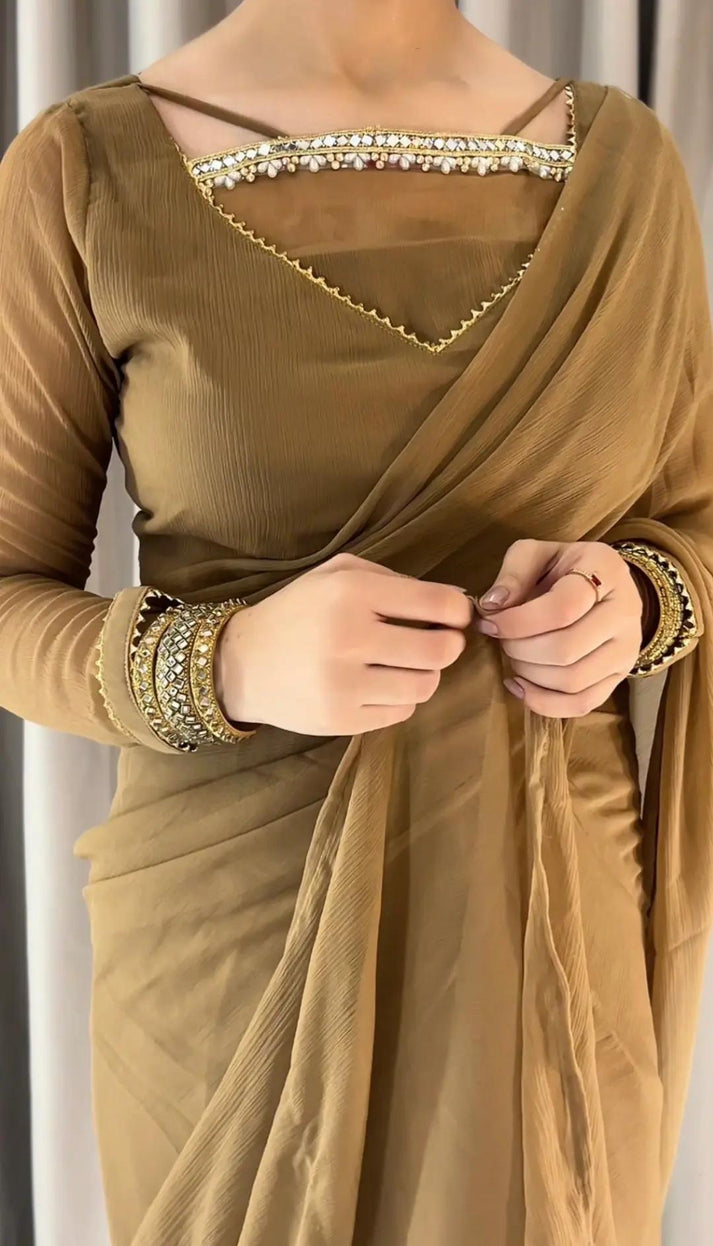 Zebaish chiffon saree
