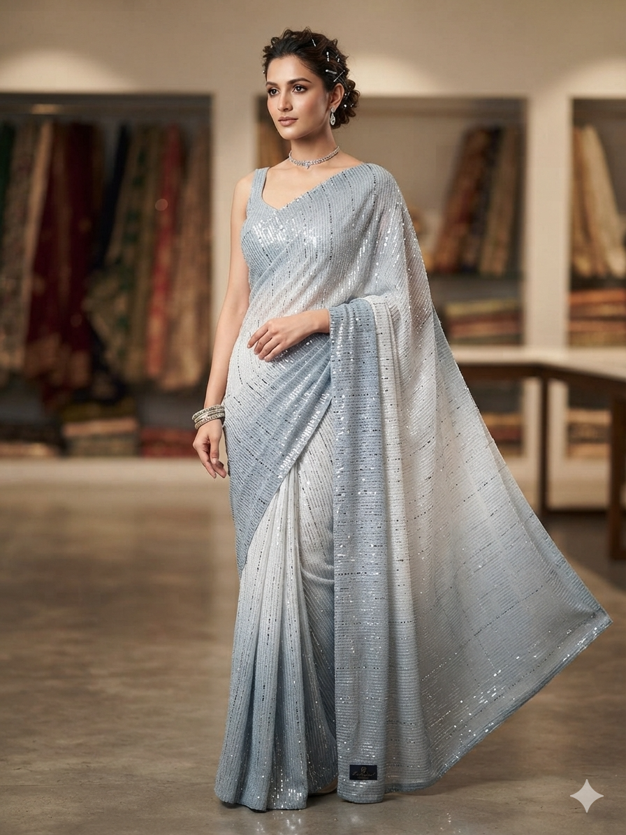 DOUBLE SHADE MOONLIGHT SAREE