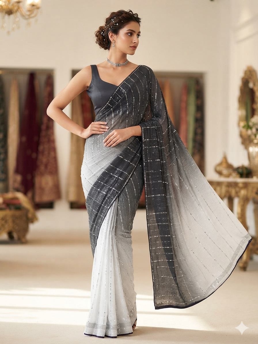 DOUBLE SHADE MOONLIGHT SAREE